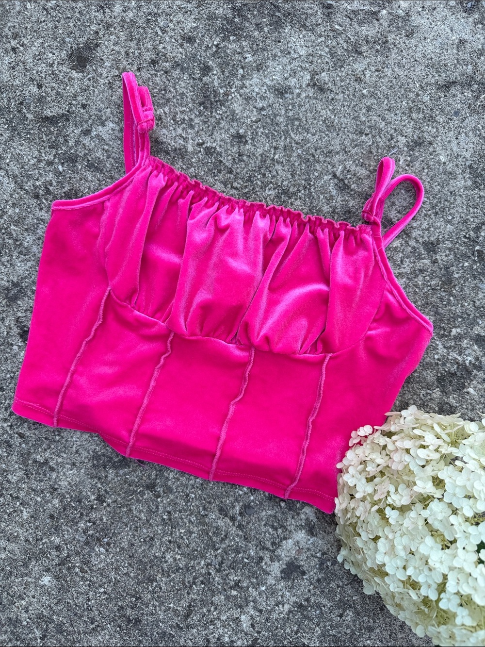 EUC hot pink velvet like crop tank top